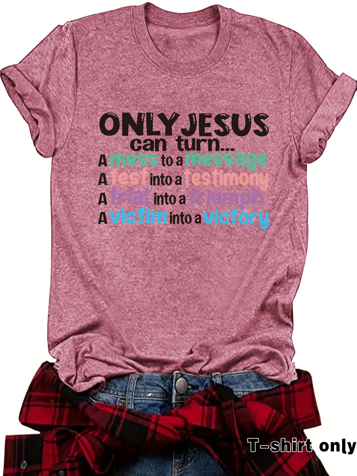 JESUS can turn new round neck loose short sleeved shirt