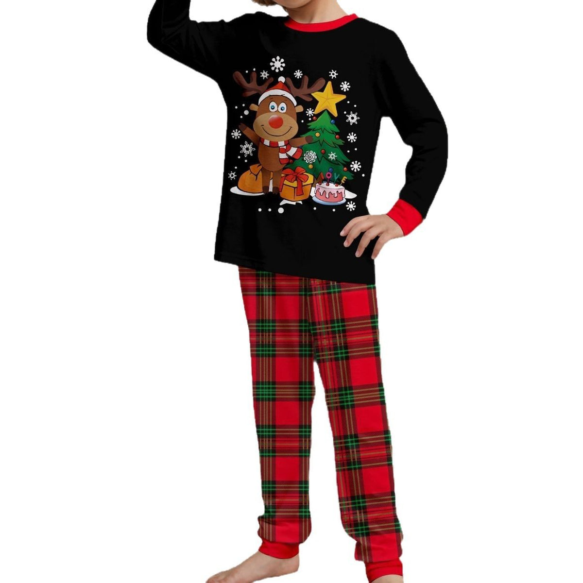 Christmas Family Matching Pajamas Set with Finger Alphabet Print Raglan Sleeve