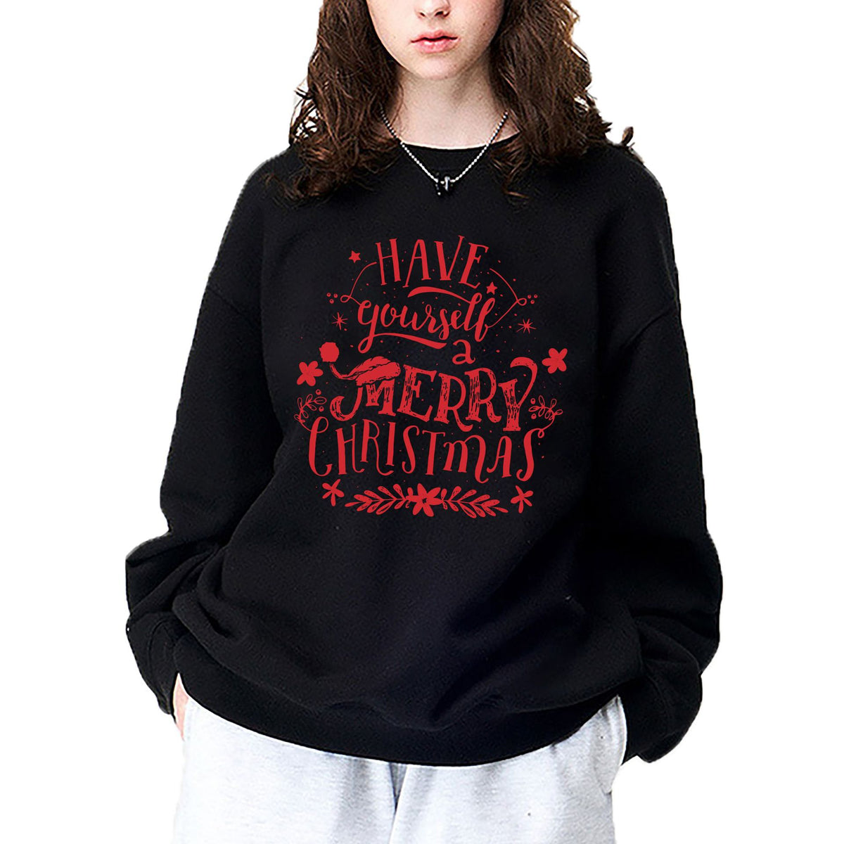 Christmas hoodie women's Christmas pullover top