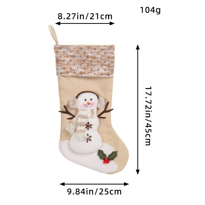 Christmas Decorations Large Christmas Socks Gift Bag Snowman Christmas Socks Checkered Striped Sock Mouth Christmas Tree Pendant