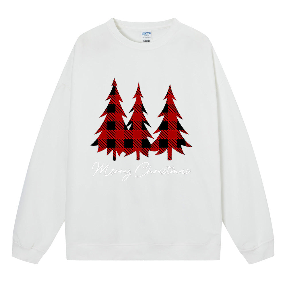 Christmas tree print hoodie for women Christmas off shoulder long sleeved