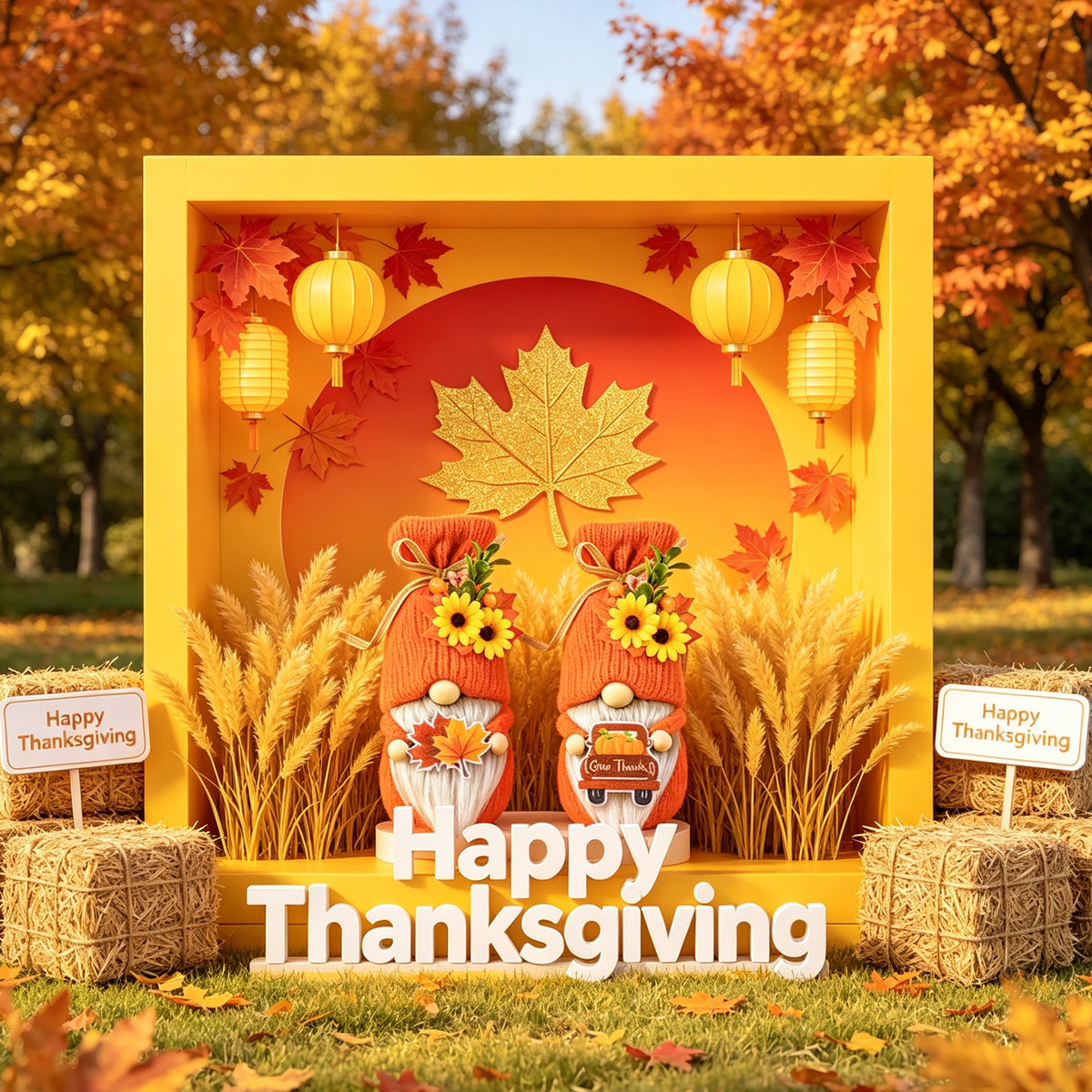 Thanksgiving Harvest Season Outdoor Garden Party Decorations Autumn  Harvest Season Dwarf Figurine Ornament 6 Accessories