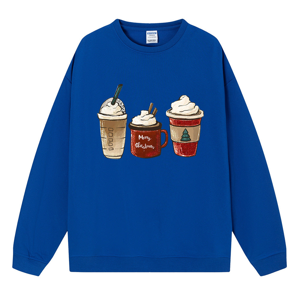 Christmas hoodie, ladies' shoulder down long sleeved Christmas ice cream