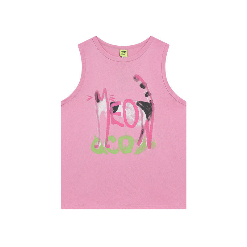 Cartoon printed vest with letters