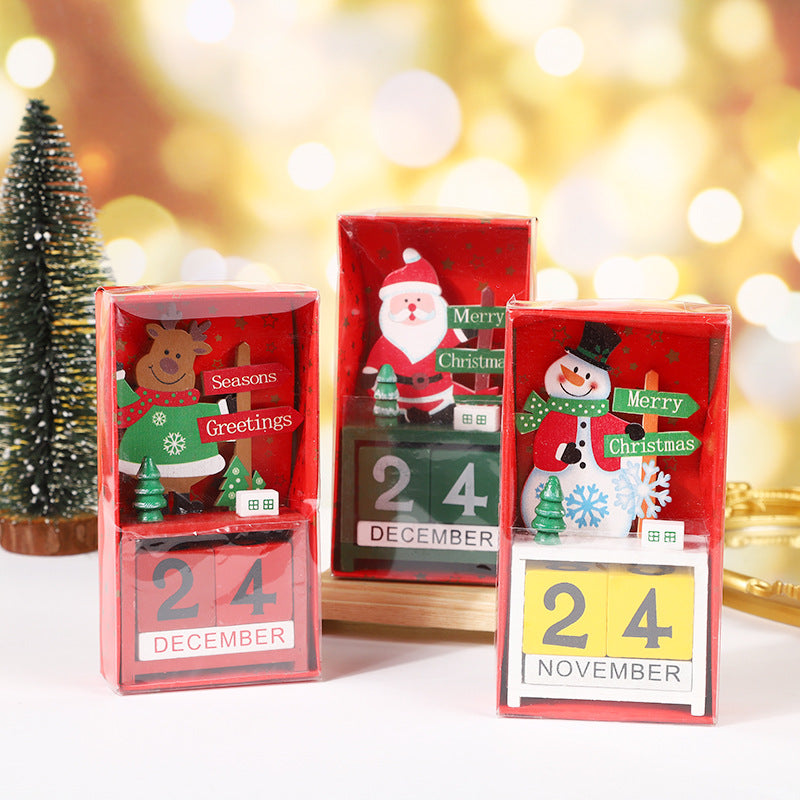 Christmas calendar countdown ornament Christmas snowman Christmas wooden cartoon Christmas deer
