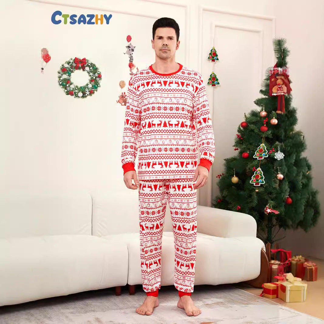 Christmas Tree Deer Snowflake Printed Family Matching Pajamas Sleepwear