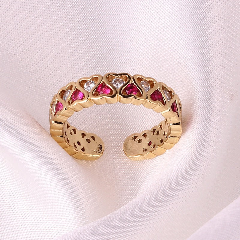 Coloful Rectangular Zircon Prayer Hand Rings For Women Gold Color Stainelss Steel Ring