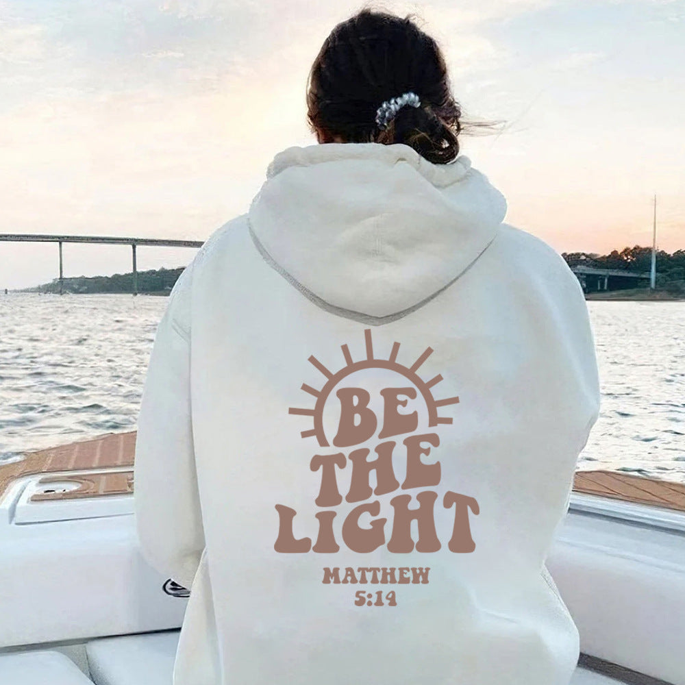 Be The Light Hoodie Matthew 5:14 Sweatshirt Bible Loose Fleece Sweatshirt