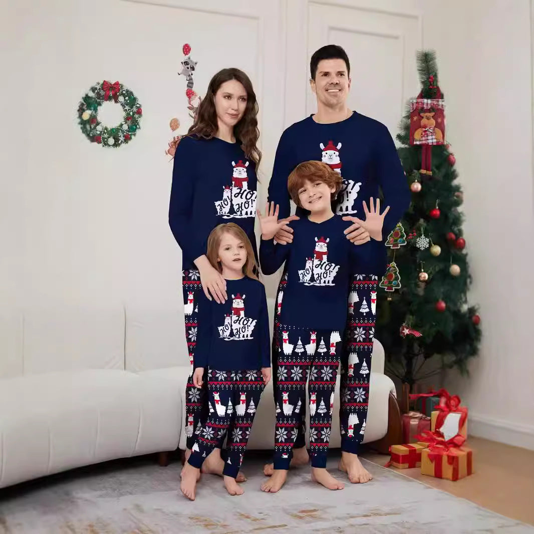 Christmas Tree Snowflake Letter Stripe Christmas Family Matching Pajamas Printed Home Wear