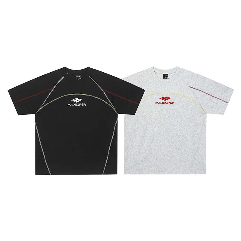 Embroidered short sleeves with letters