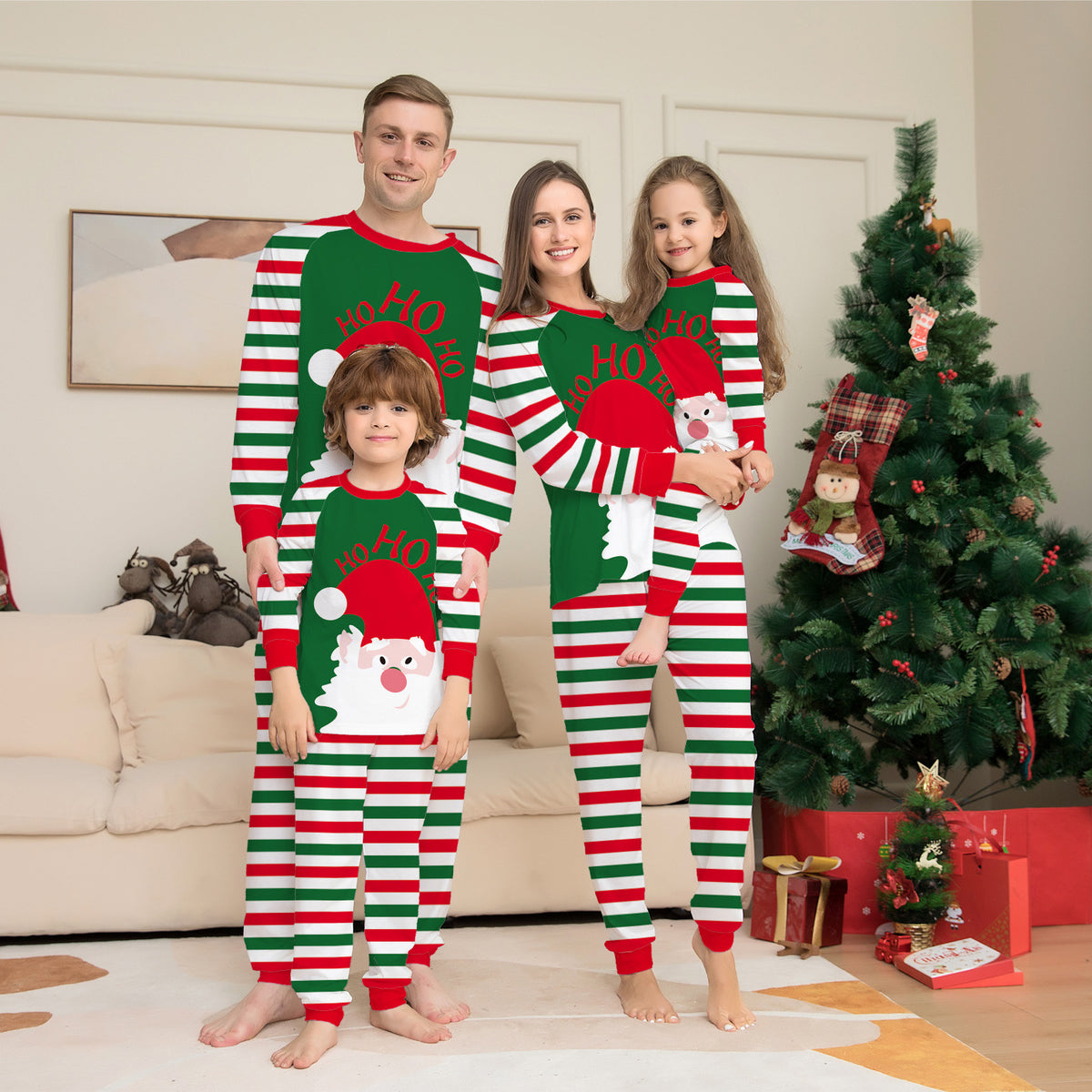 Christmas Cartoon Snowflake Deer Family Matching Pajamas Printed Home Wear Sleepwear