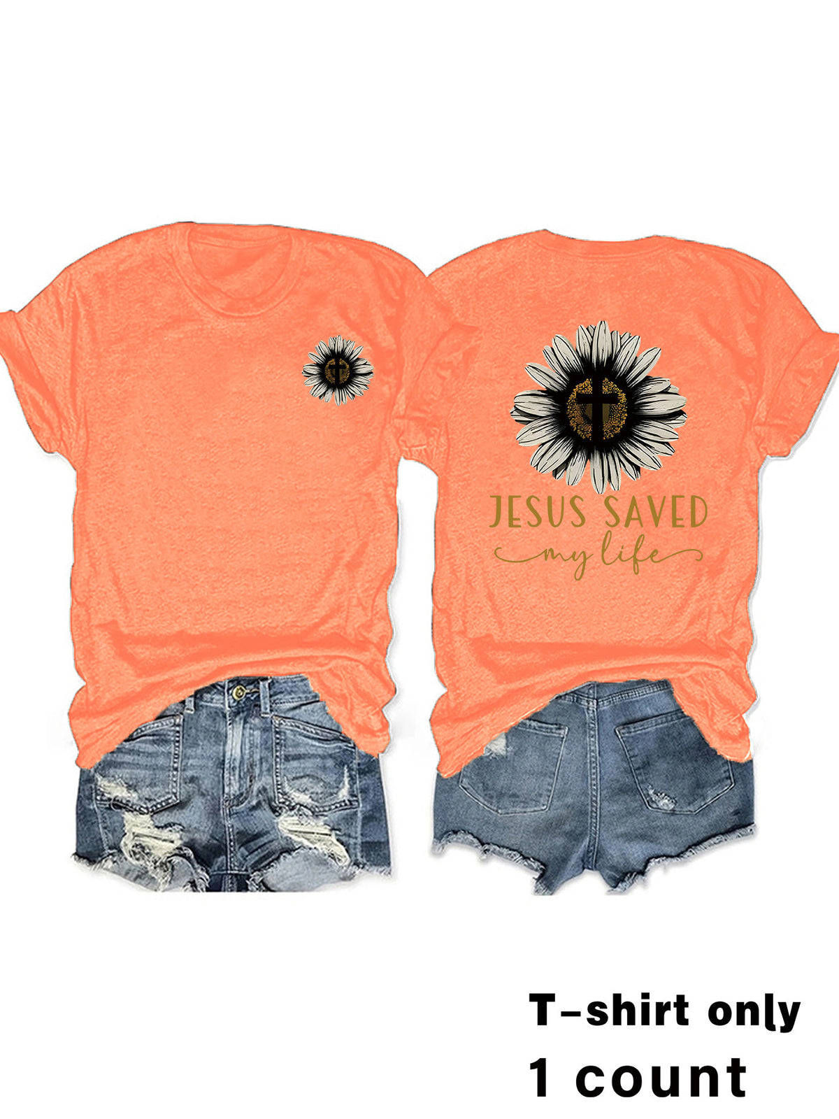 JESUS SAVED My Life Printed Summer New Short Sleeves