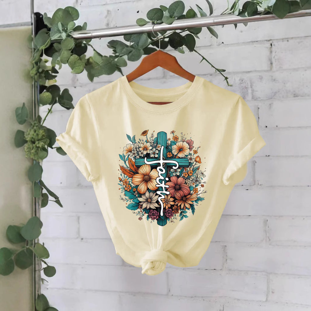 Faith printed new short sleeved women's clothing