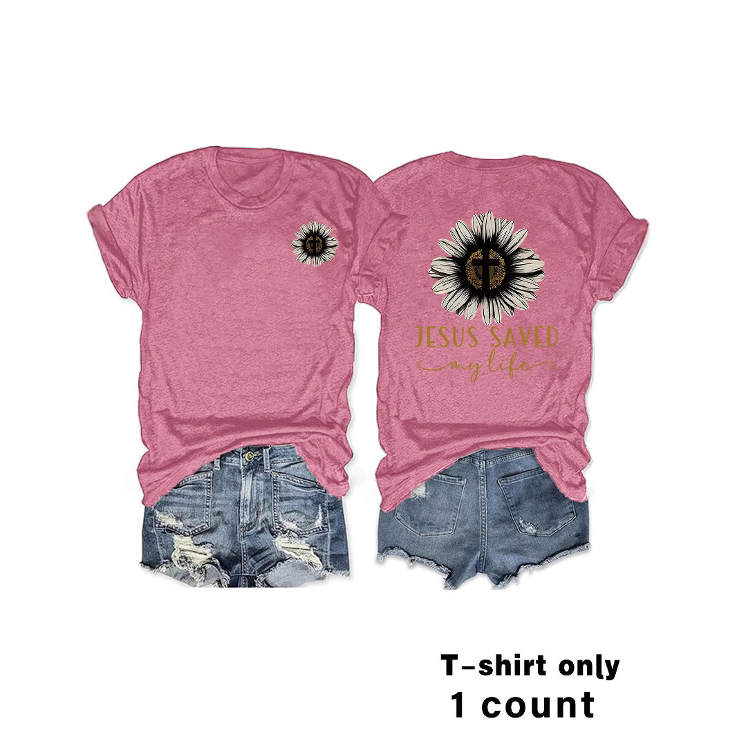 JESUS SAVED My Life Printed Summer New Short Sleeves