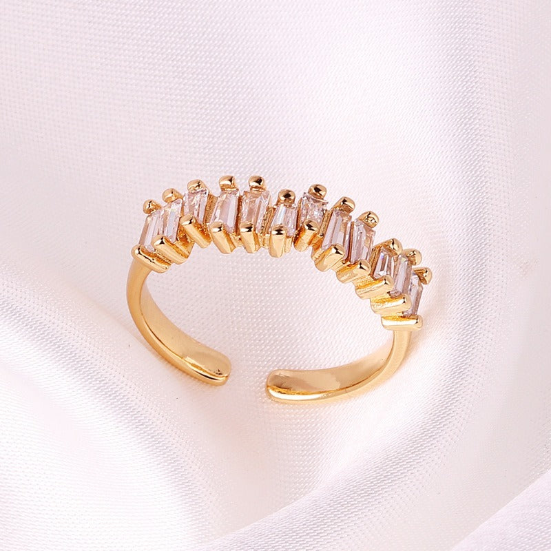 Coloful Rectangular Zircon Prayer Hand Rings For Women Gold Color Stainelss Steel Ring