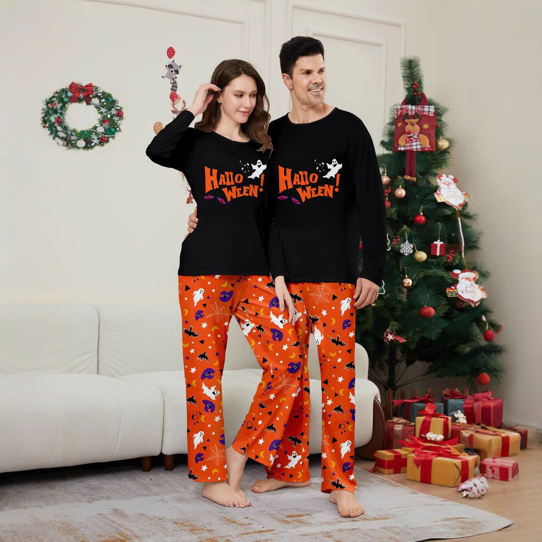 Christmas Family Matching Pajamas New Letter Ghost Star Halloween Print Home Wear Sleepwear