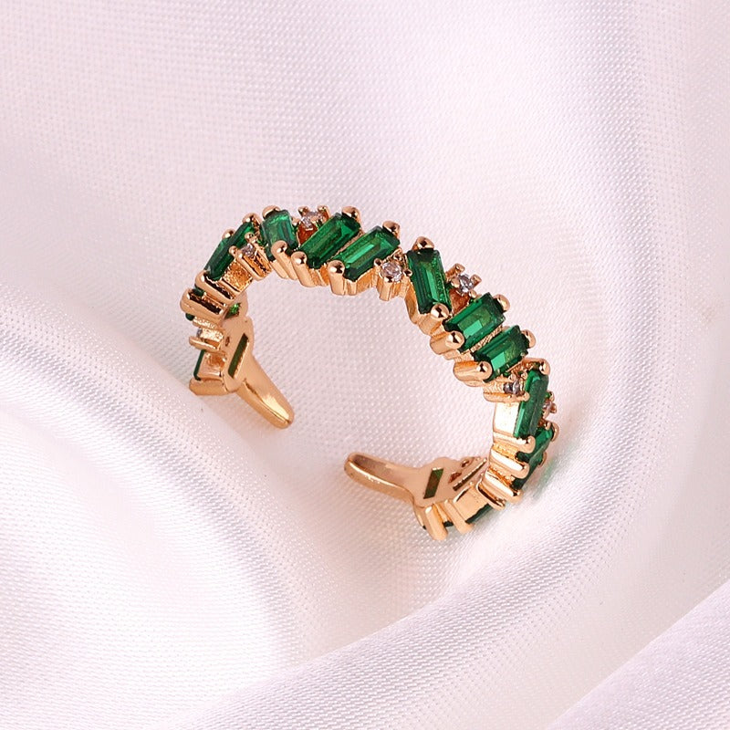 Coloful Rectangular Zircon Prayer Hand Rings For Women Gold Color Stainelss Steel Ring