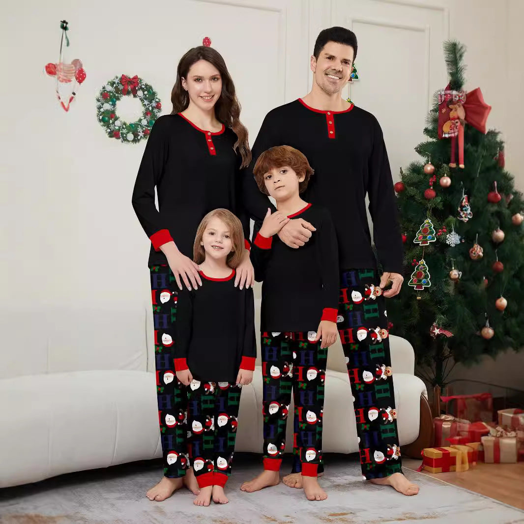 Christmas Reindeer Letter Print Family Matching Pajamas Set for Adults and Kids Christmas Santa Design,