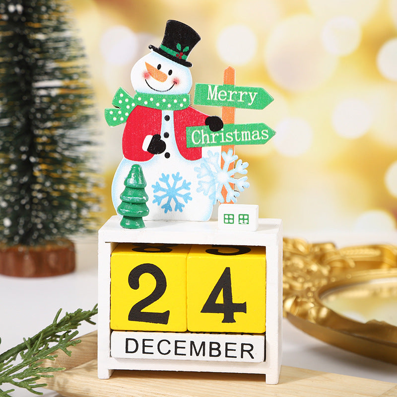 Christmas calendar countdown ornament Christmas snowman Christmas wooden cartoon Christmas deer