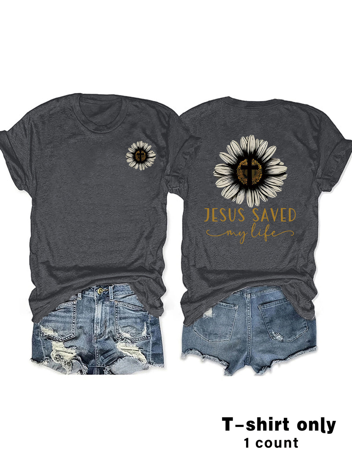 JESUS SAVED My Life Printed Summer New Short Sleeves