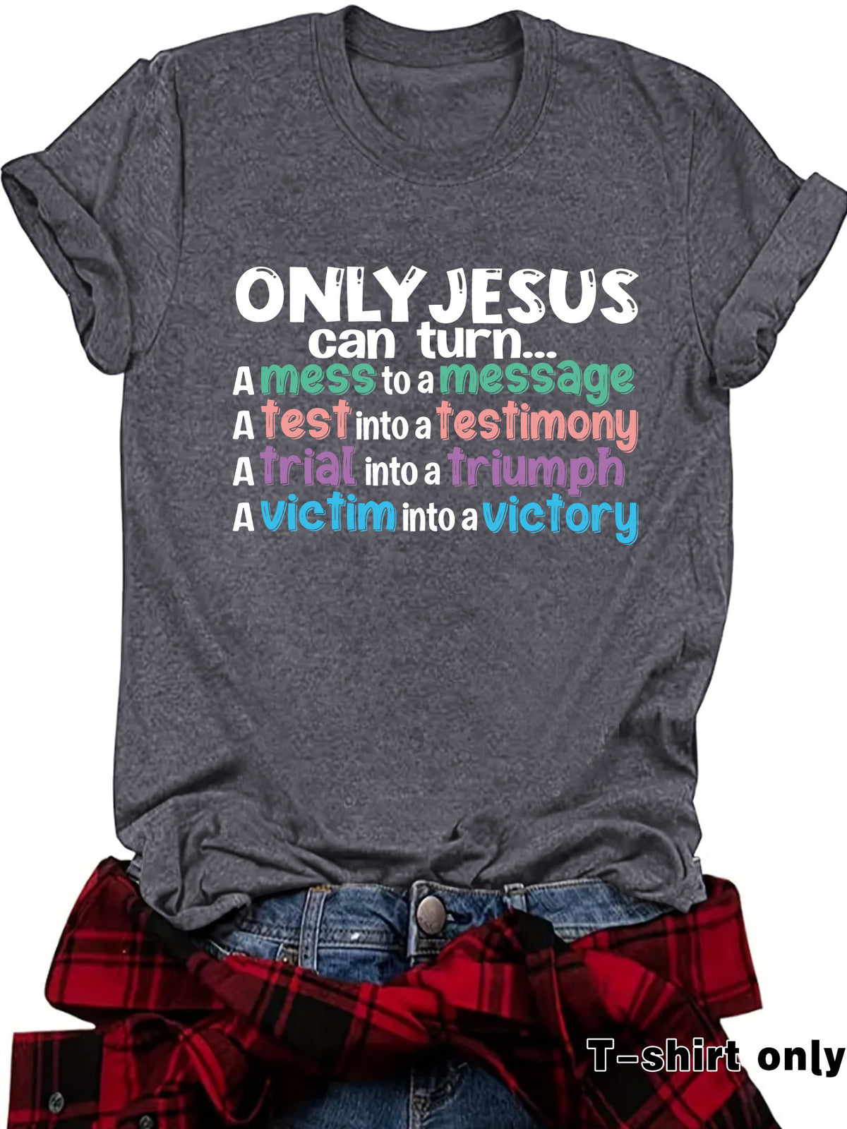 JESUS can turn new round neck loose short sleeved shirt