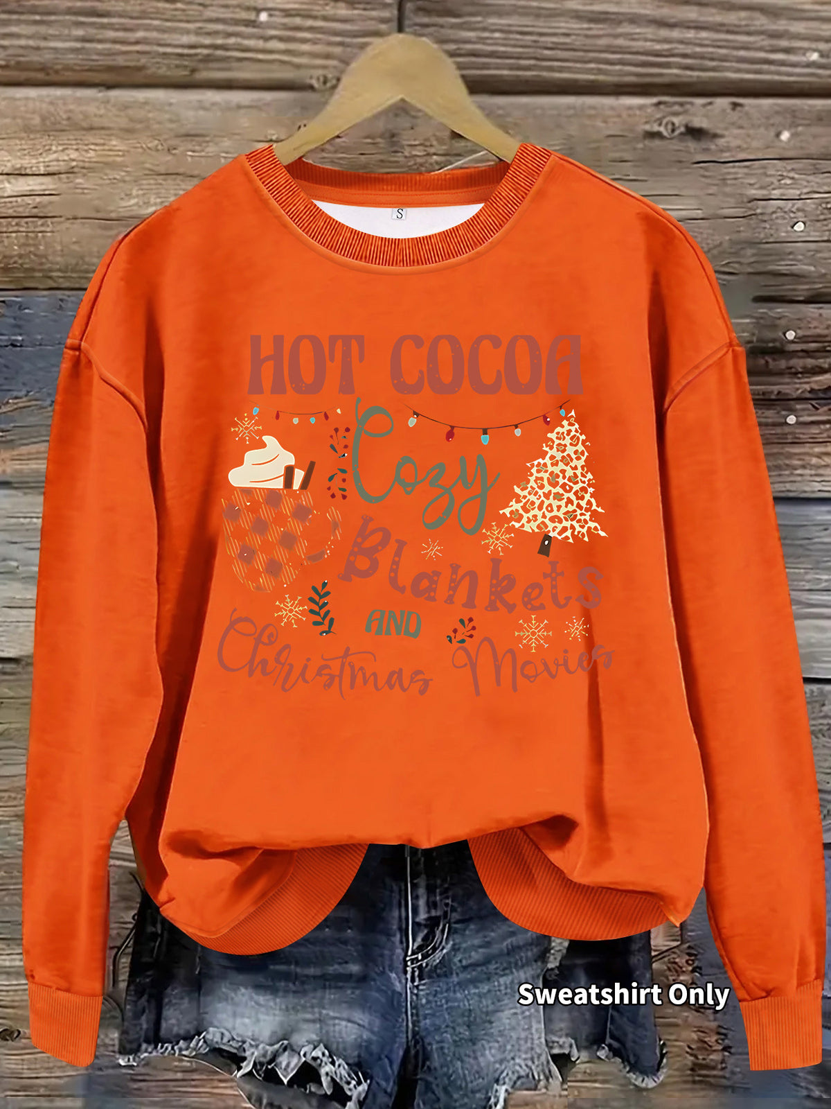 Christmas printed loose hoodie