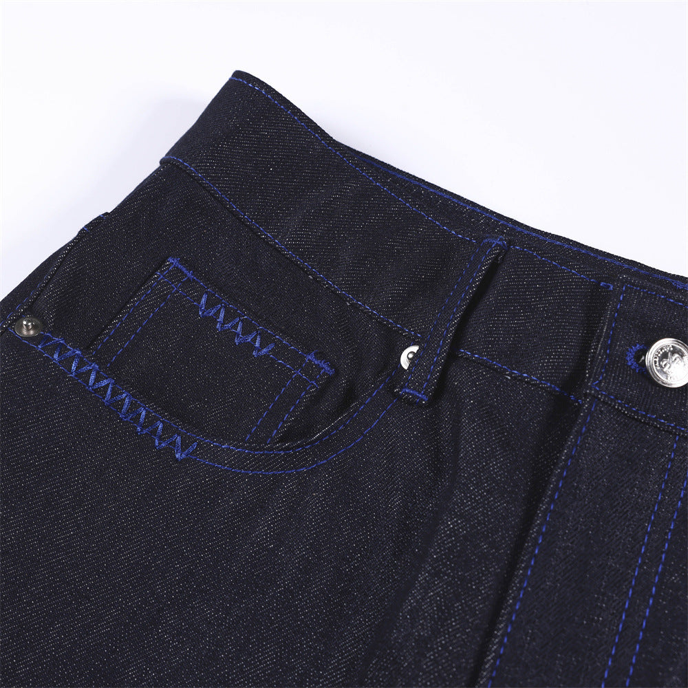 Embroidered wide leg jeans with letters