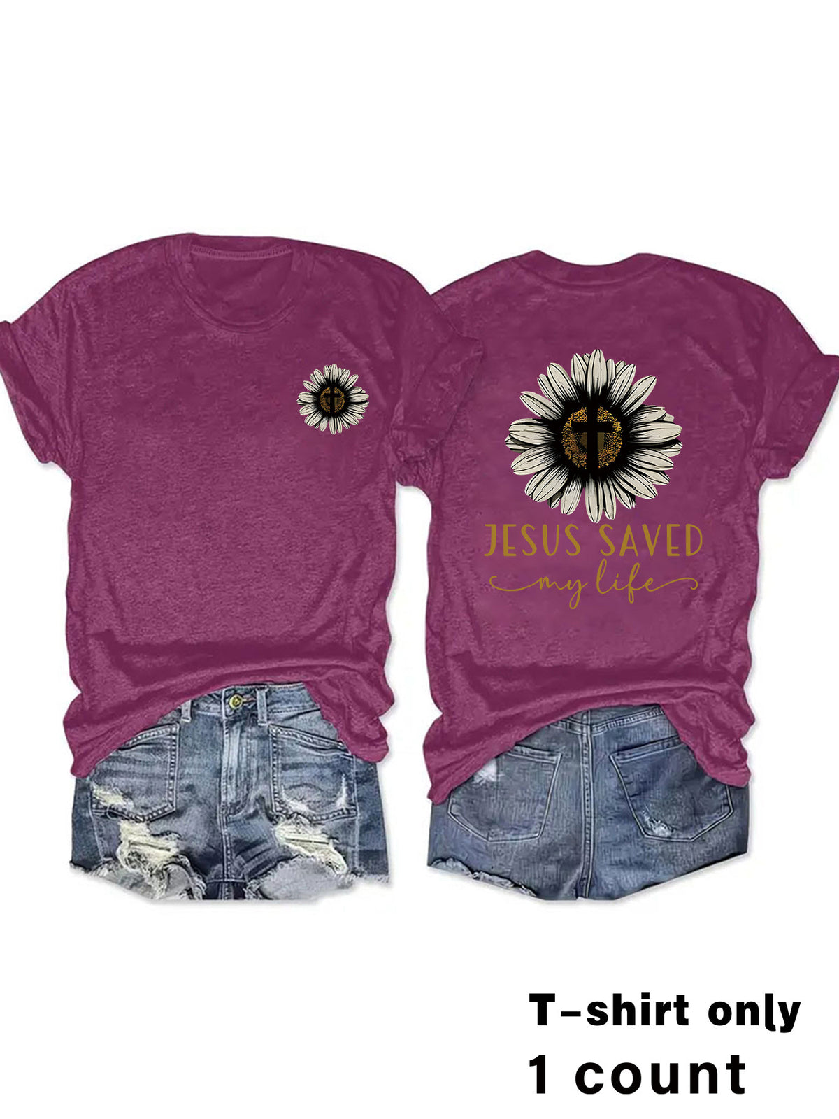 JESUS SAVED My Life Printed Summer New Short Sleeves