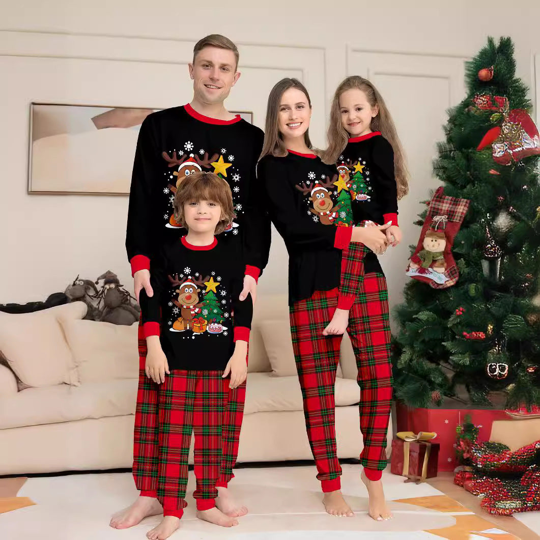 Christmas Family Matching Pajamas Set with Finger Alphabet Print Raglan Sleeve