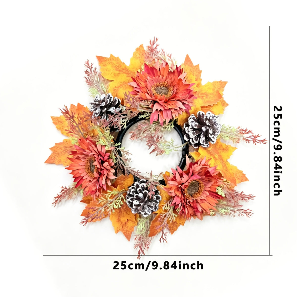 Maple Leaf & Pinecone Faux Wreath-Thanksgiving Decor 5