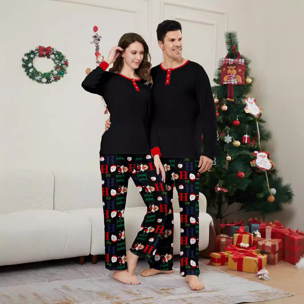 Christmas Reindeer Letter Print Family Matching Pajamas Set for Adults and Kids Christmas Santa Design,
