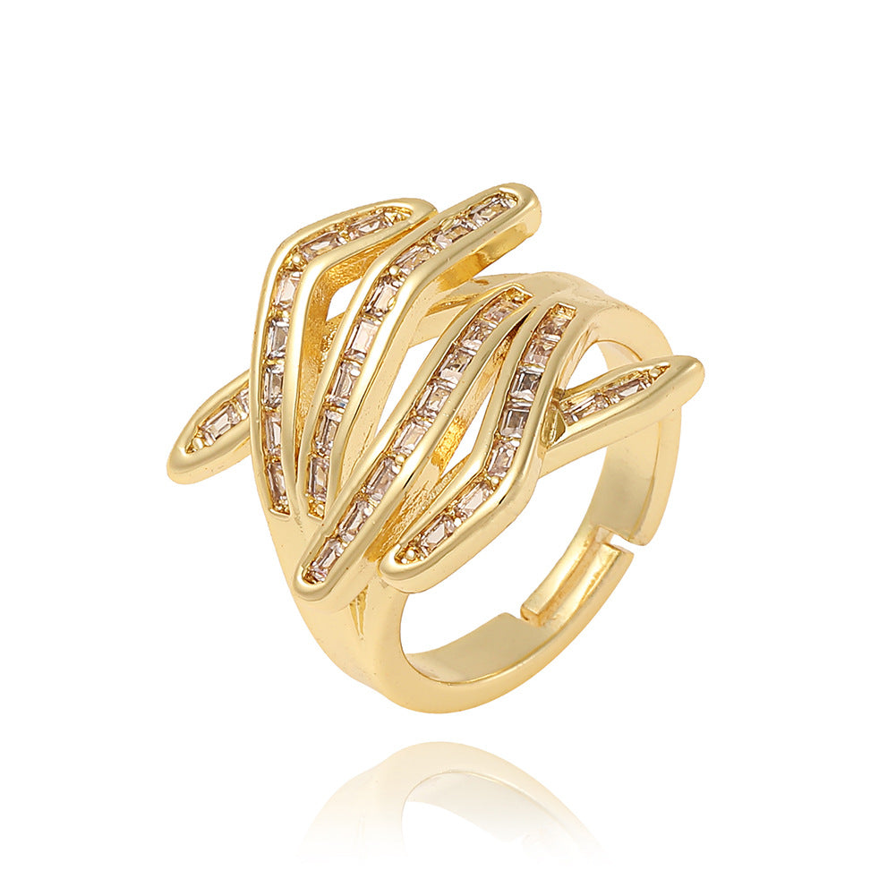 Coloful Rectangular Zircon Prayer Hand Rings For Women Gold Color Stainelss Steel Ring