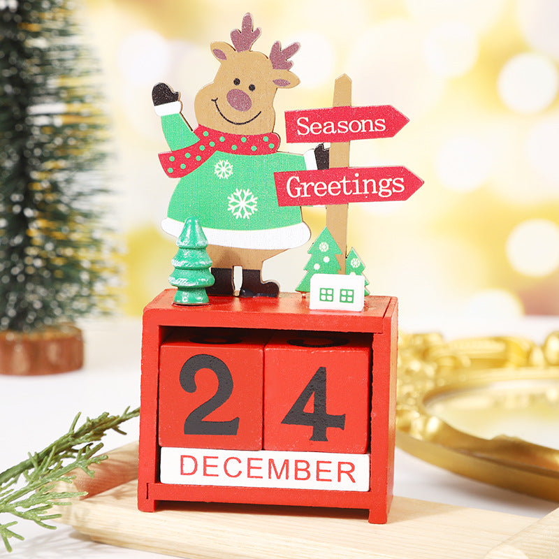 Christmas calendar countdown ornament Christmas snowman Christmas wooden cartoon Christmas deer