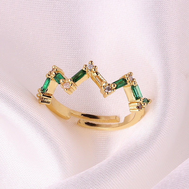 Coloful Rectangular Zircon Prayer Hand Rings For Women Gold Color Stainelss Steel Ring