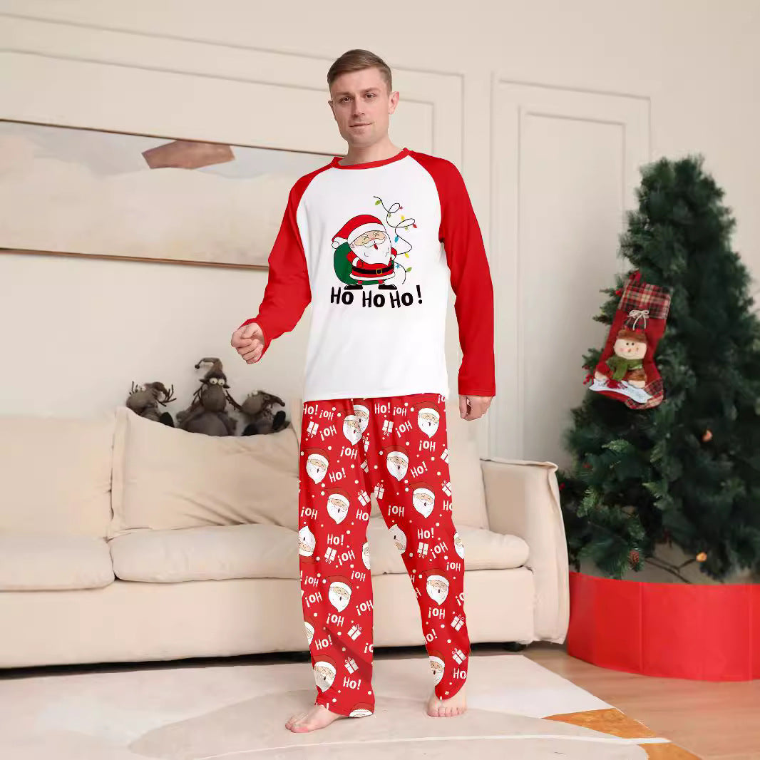 Christmas Santa Claus Letter Cartoon Parent-Child Matching Pajamas Printed Home Wear Sleepwear