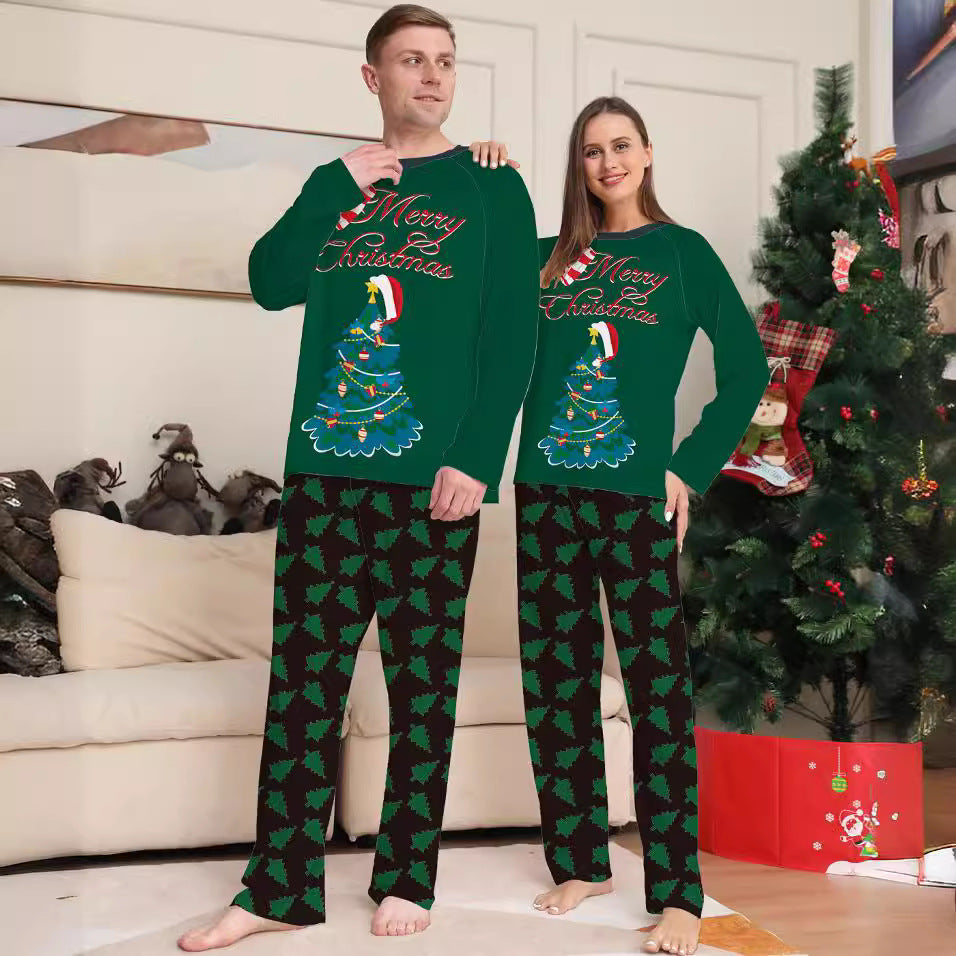 Family Christmas Matching Pajamas Long Sleeve Christmas Tree Home Wear Sleepwear