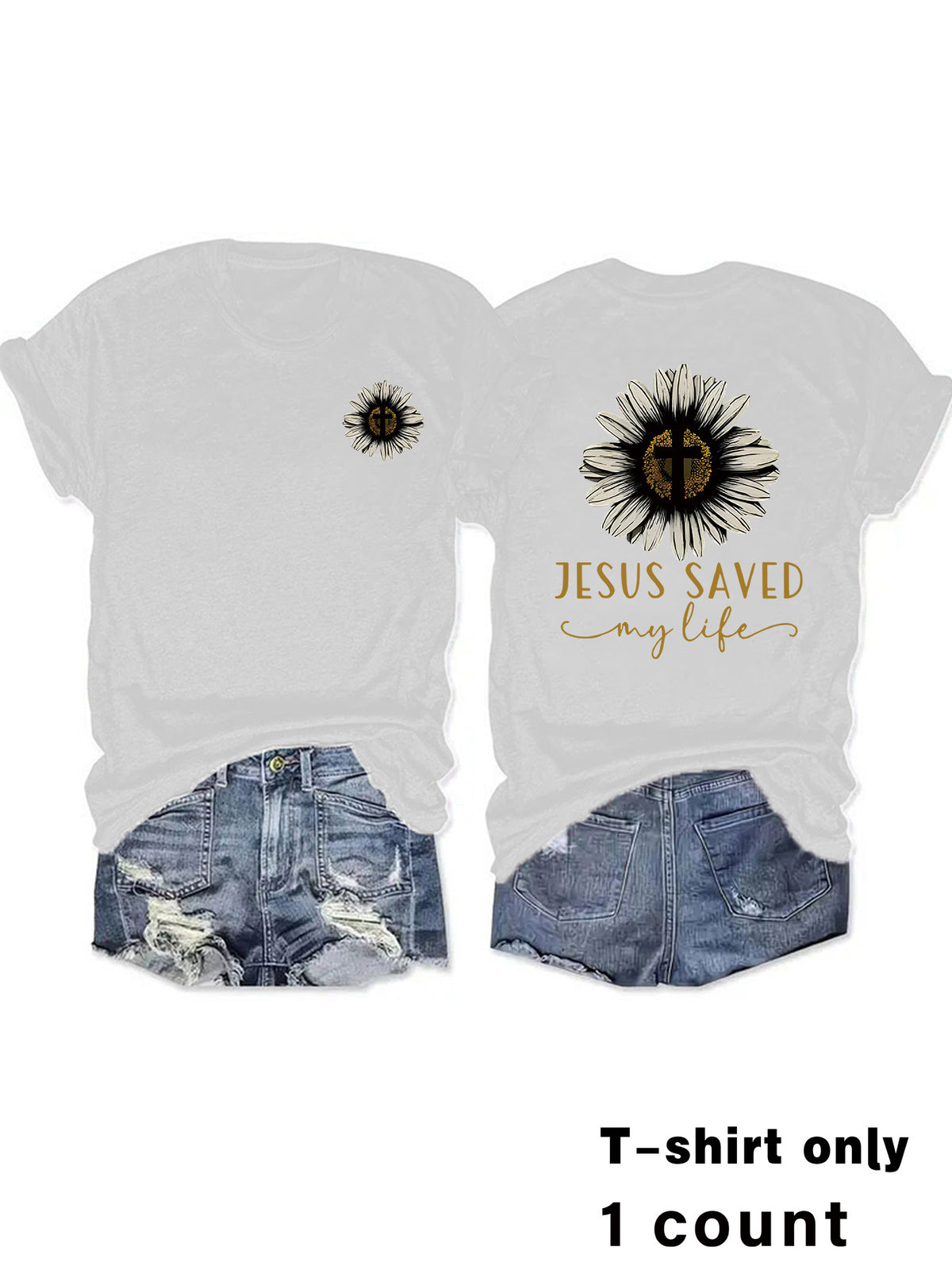 JESUS SAVED My Life Printed Summer New Short Sleeves