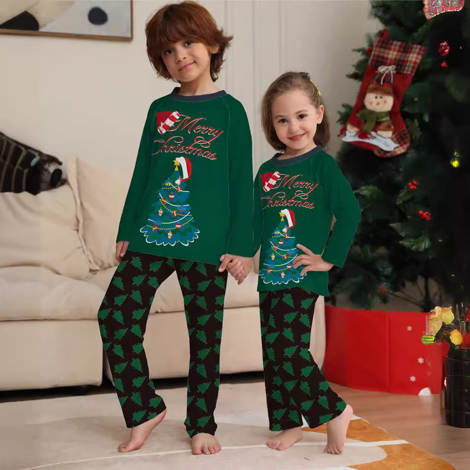 Family Christmas Matching Pajamas Long Sleeve Christmas Tree Home Wear Sleepwear