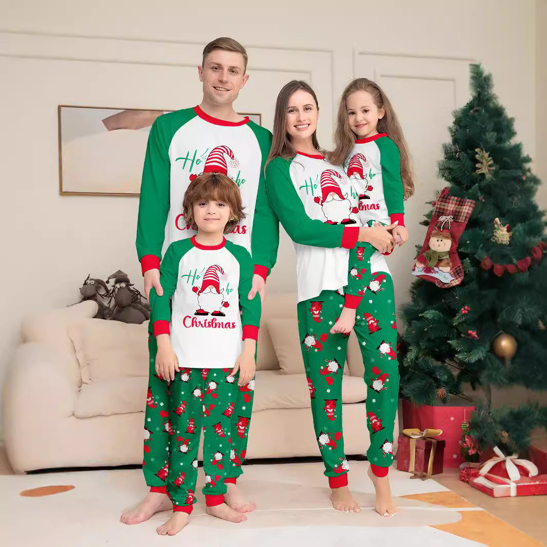 Christmas-themed Family Matching Pajamas with Santa Claus, Letters, and Snowflake Print Home Wear