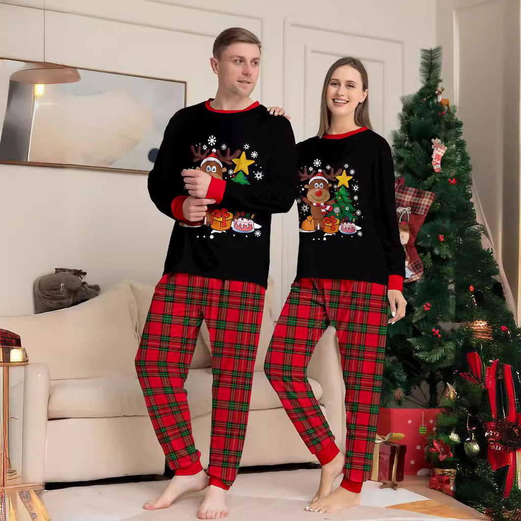 Christmas Family Matching Pajamas Set with Finger Alphabet Print Raglan Sleeve