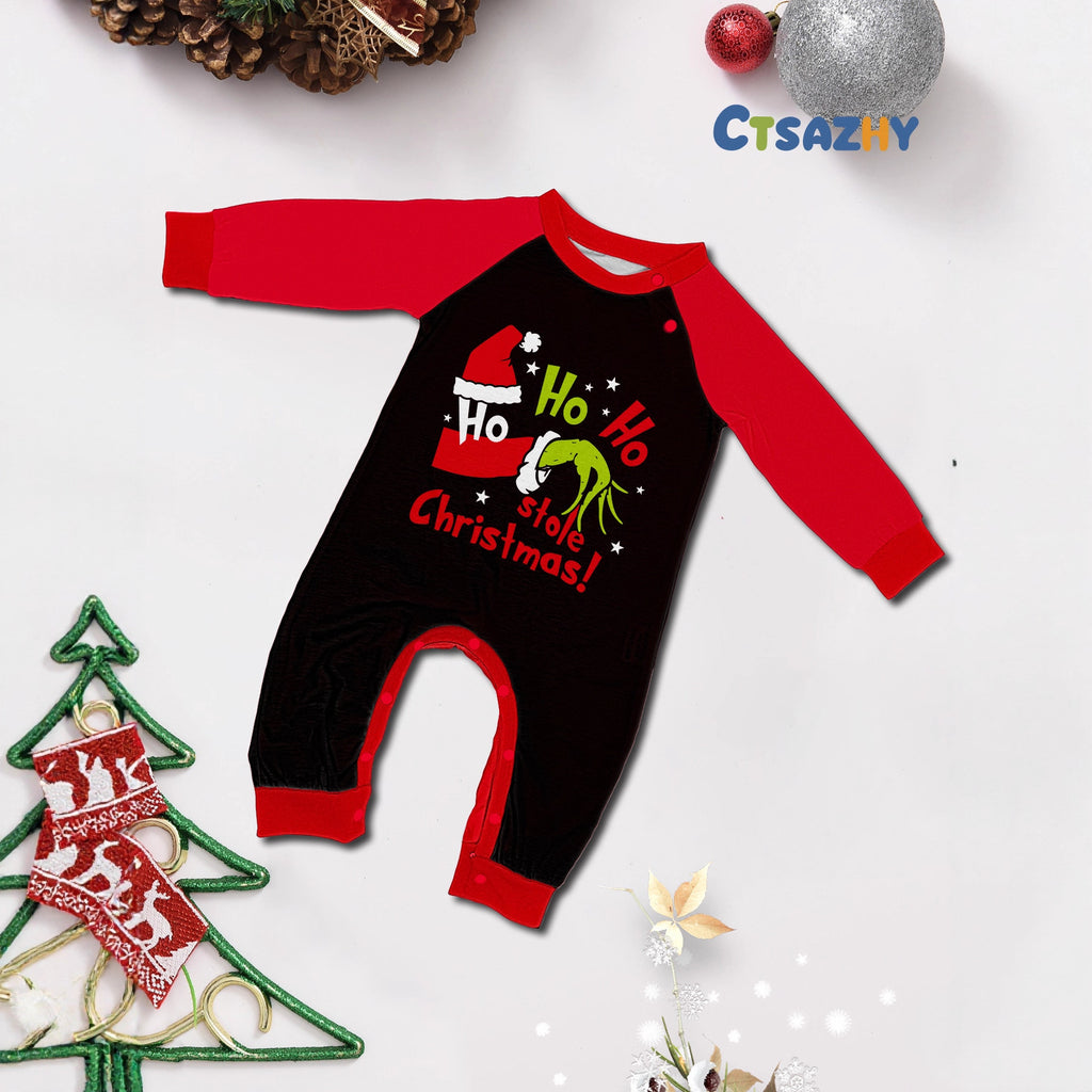 Christmas Family Matching Pajamas Set with Finger Alphabet Print Raglan Sleeve, Red Plaid Sleepwear and Loungewear