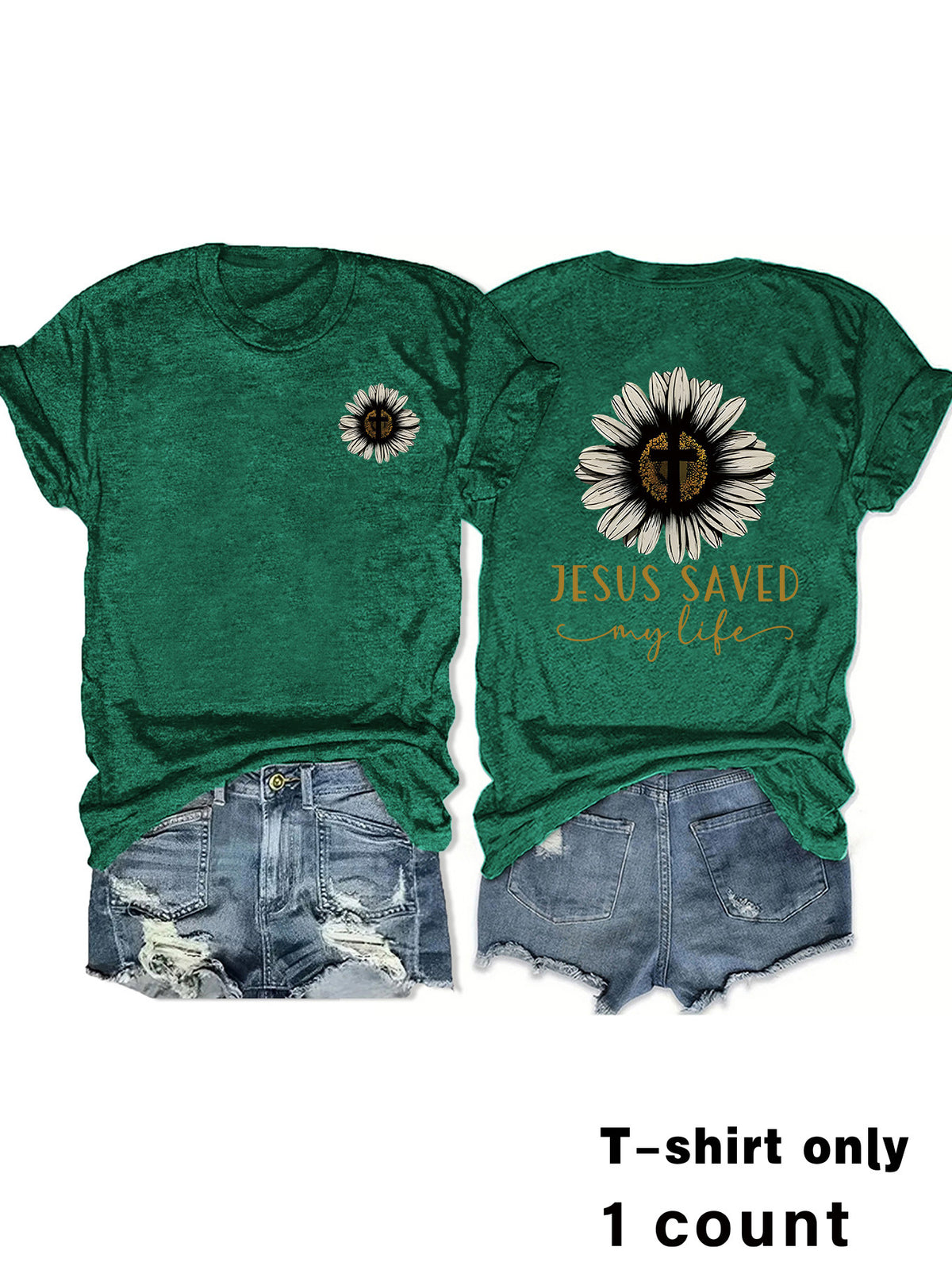 JESUS SAVED My Life Printed Summer New Short Sleeves