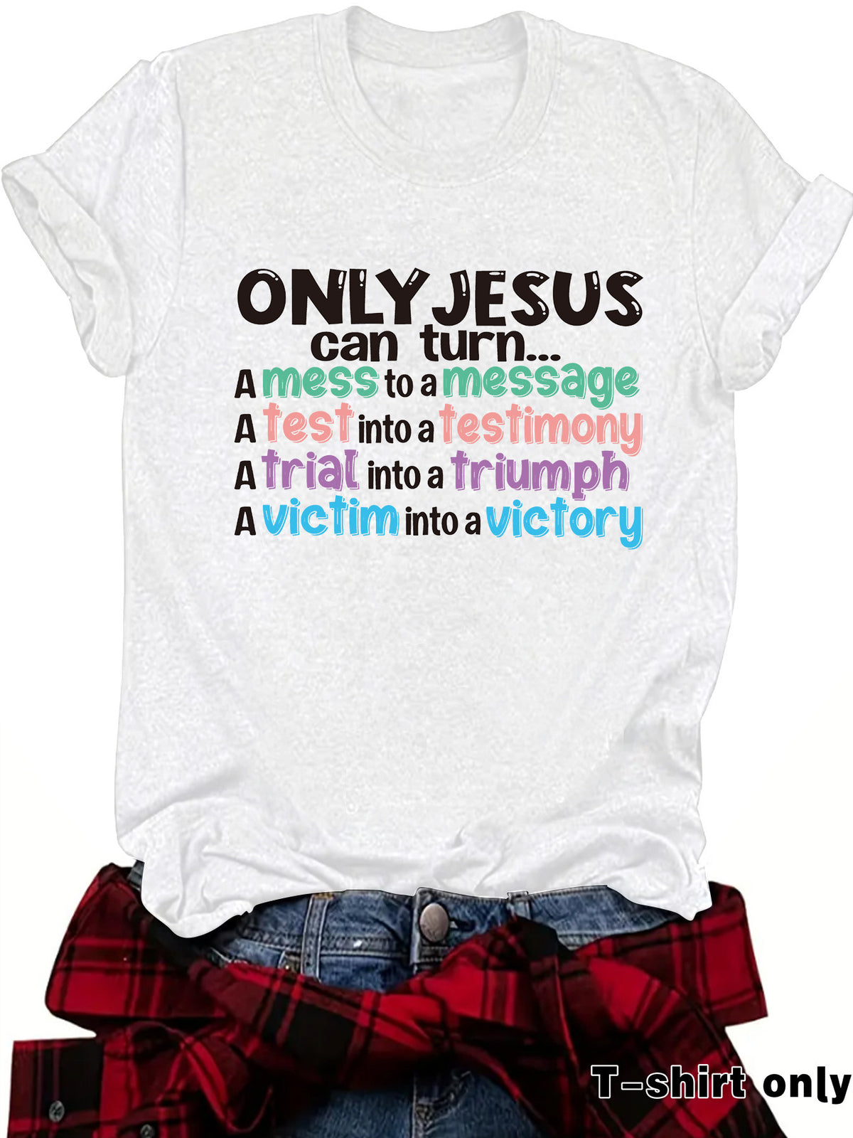 JESUS can turn new round neck loose short sleeved shirt