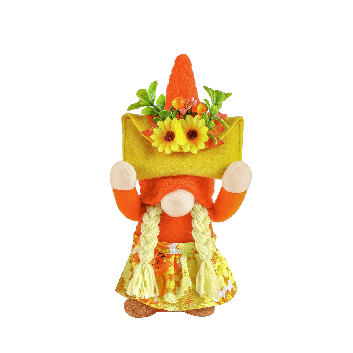 Thanksgiving Decoration Doll Maple Leaf Sunflower Faceless Dwarf Doll Figurine Harvest Festival Doll Ornament