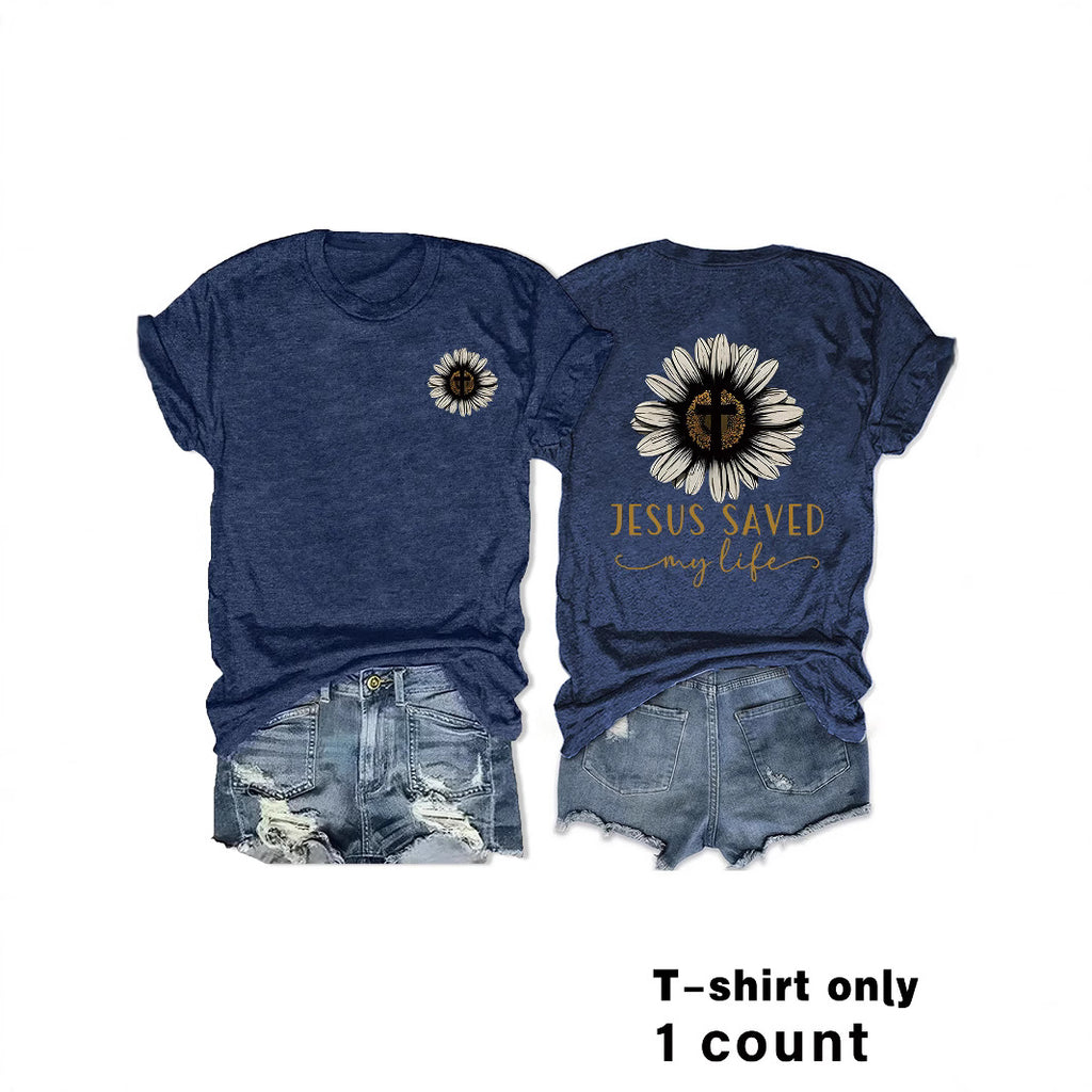 JESUS SAVED My Life Printed Summer New Short Sleeves