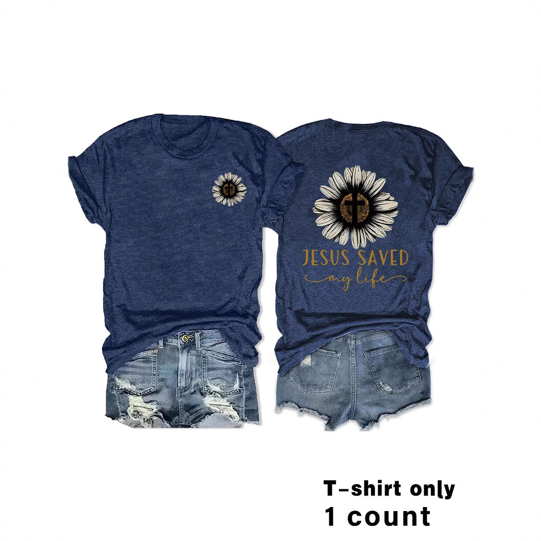 JESUS SAVED My Life Printed Summer New Short Sleeves