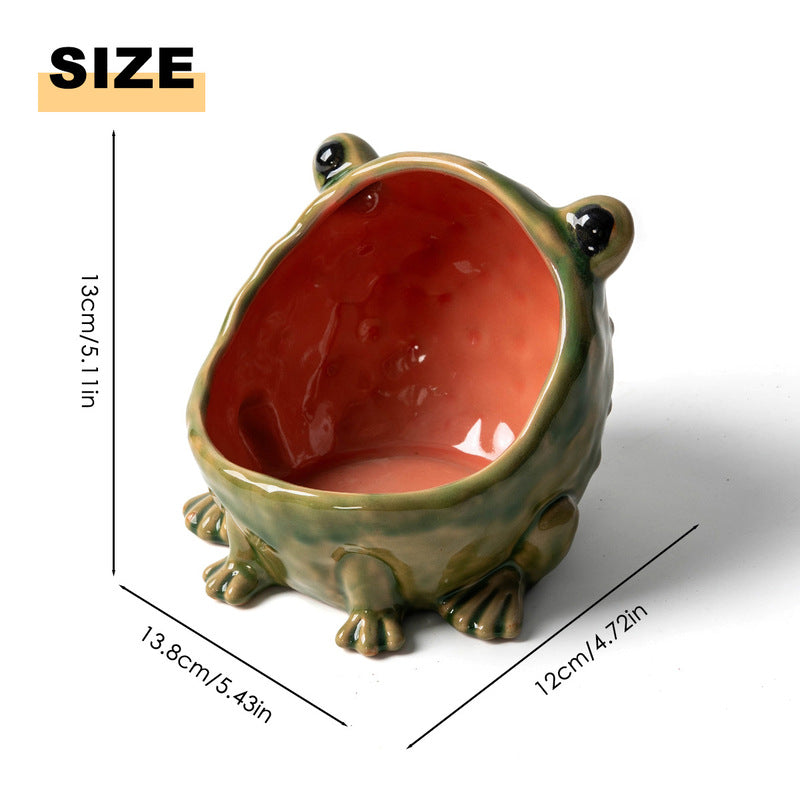 Cute Ceramic Frog Storage Bowl – Animal Figurine Key Candy Organizer, Home Desktop Decor