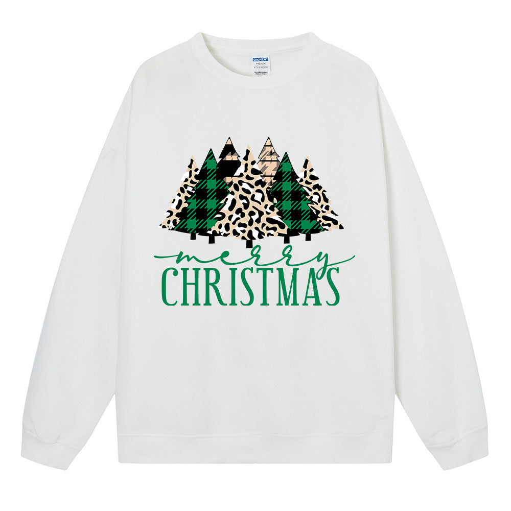 Christmas hoodie ladies' shoulder down long sleeved Christmas tree