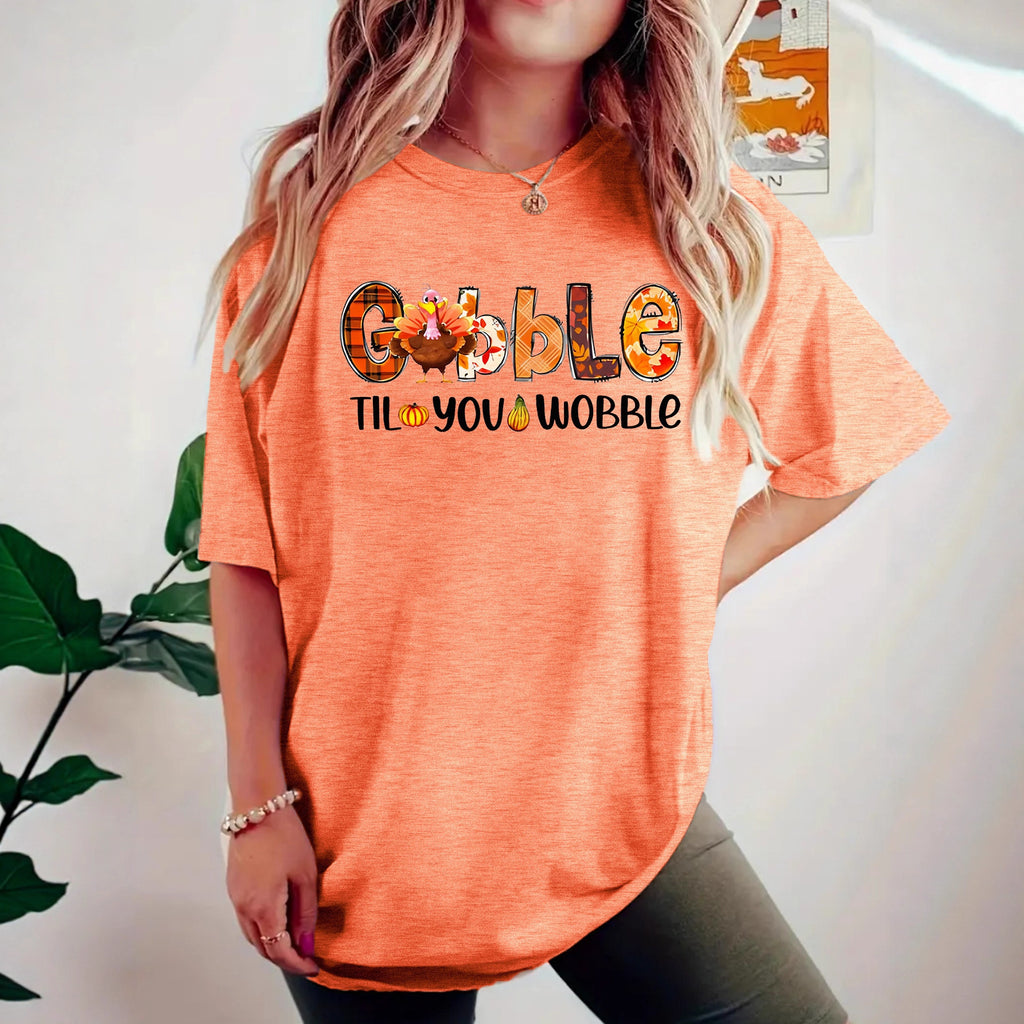 Interesting turkey print round neck pullover short sleeved shirt
