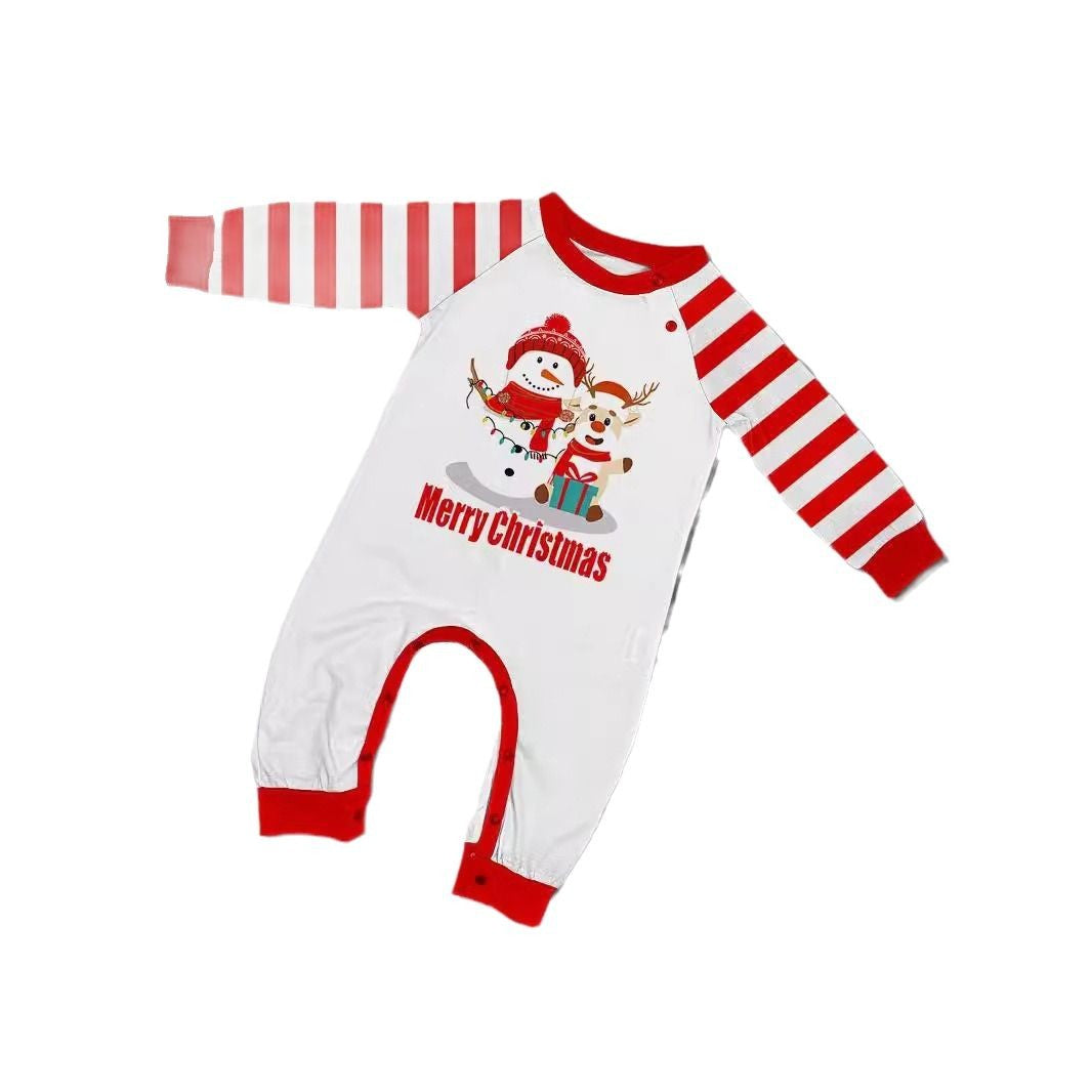 Christmas Family Matching Pajamas with Snowman Deer Letter Stripe Print